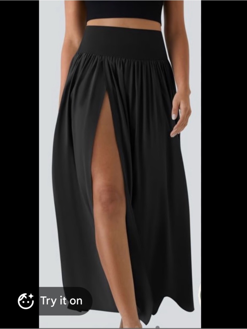 HALARA Black Maxi Skirt with High Front Slit